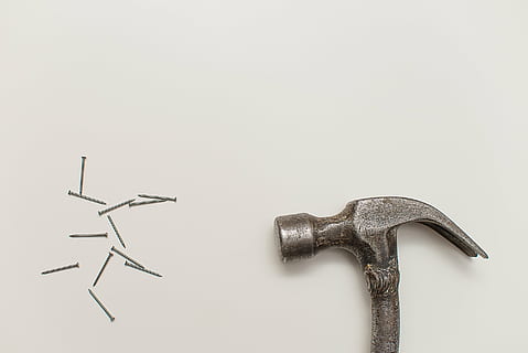 black nails and gray claw hammer, grey, tools, objects, construction HD wallpaper