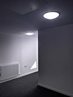 two white ceiling lights, concrete, wall, ceilings, interior HD wallpaper