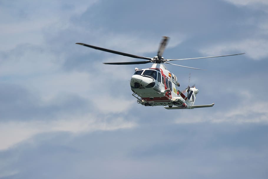 helicopter, display, propeller, propellers, red, wind, sky HD wallpaper