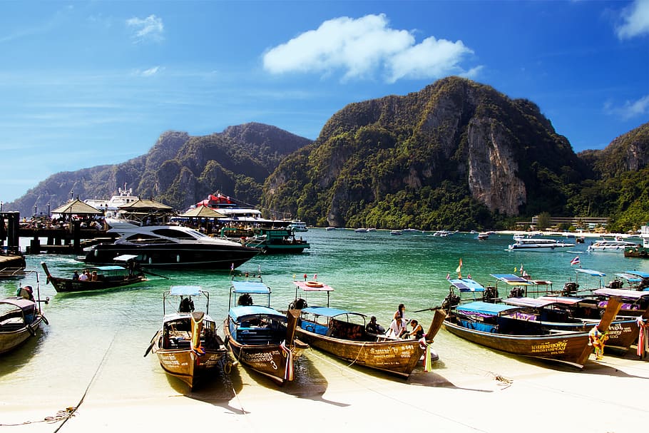 travel, the coast, boat, sea, island, thailand, exotica, holidays, HD wallpaper