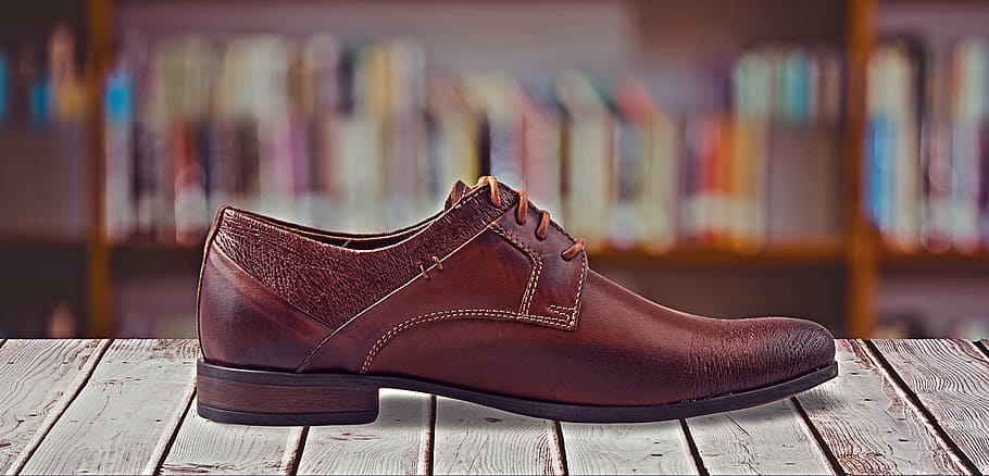 HD wallpaper: selective focus photography of brown leather dress shoe