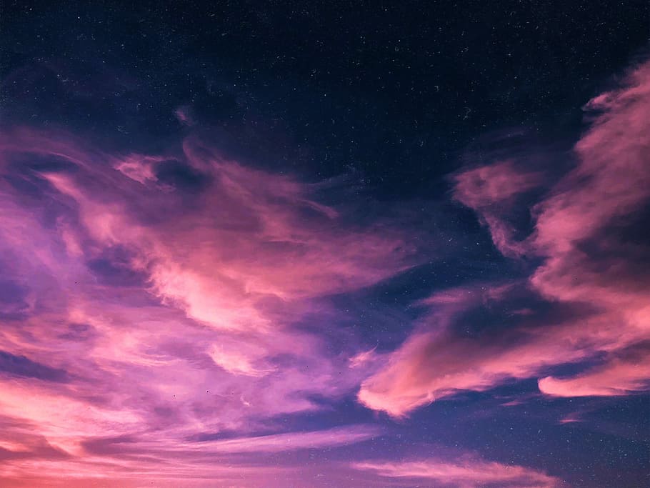 low-angle of cirrus clouds, white clouds and blue sky, sunset HD wallpaper