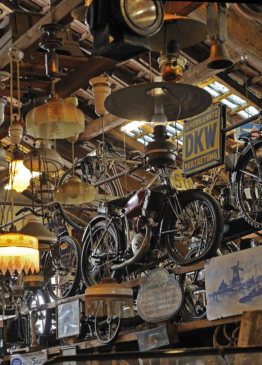 Museum, Old, Lamps, Motorcycle, old lamps, old motorcycle, oldtimer HD wallpaper