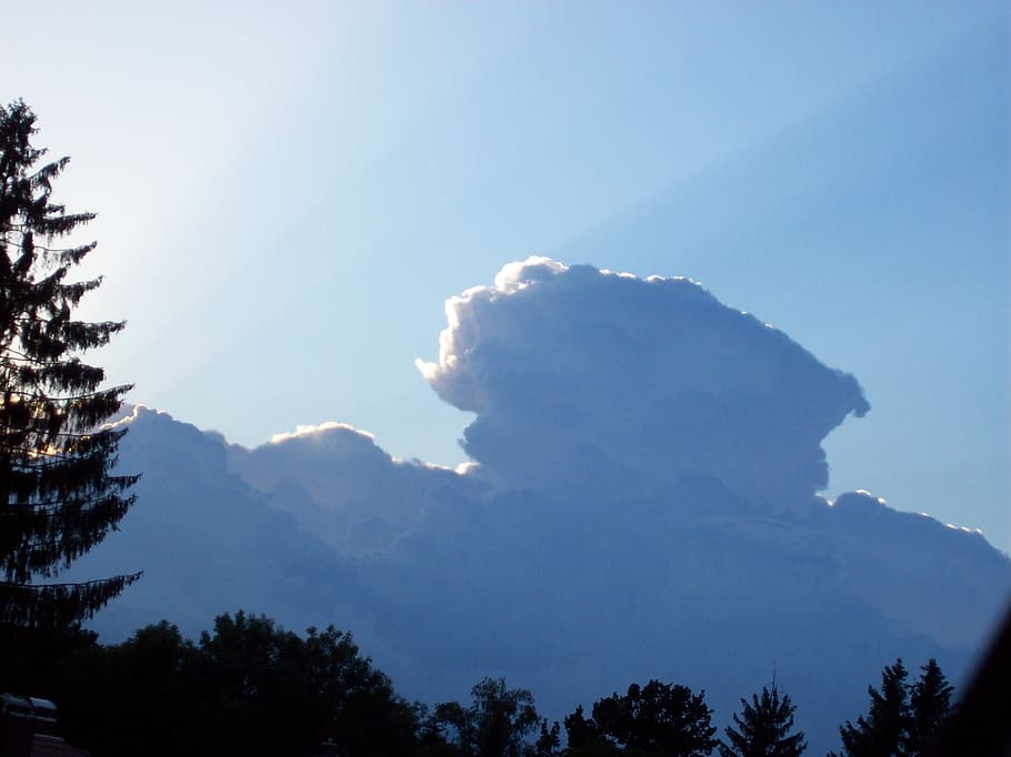 sky, clouds, cloud head, beauty in nature, tree, mountain, scenics - nature HD wallpaper