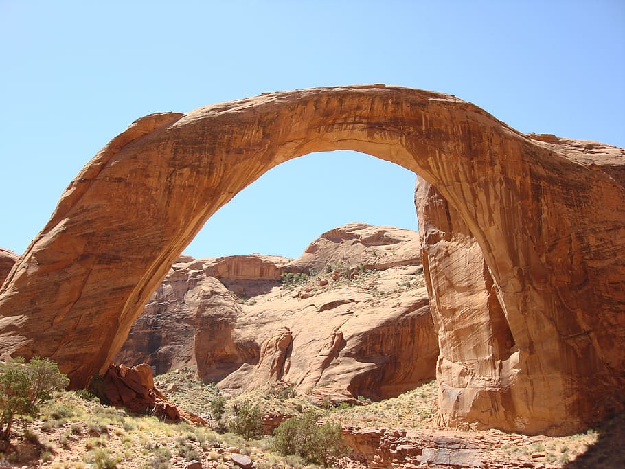 rainbow bridge, mountain, nature, travel, summer, rock, outdoor HD wallpaper