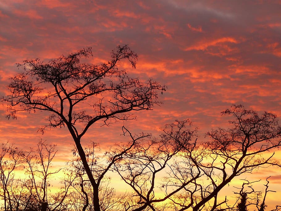 sunset, sky, clouds, abendstimmung, romance, fire, afterglow HD wallpaper