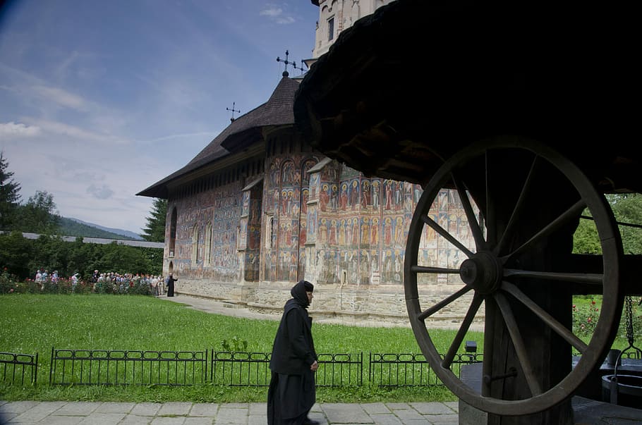 Monastery, Moldovita, Romania, Woman, sister, nun, religion, HD wallpaper