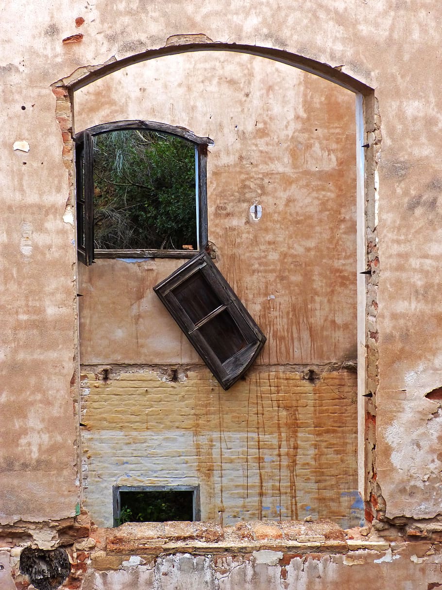 window, ruin, brick, building, abandonment, architecture, built structure HD wallpaper