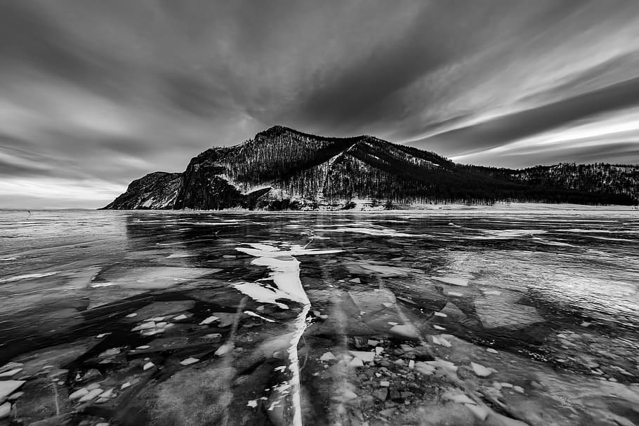 grayscale time-lapse photography of mountain, russia, mountains HD wallpaper