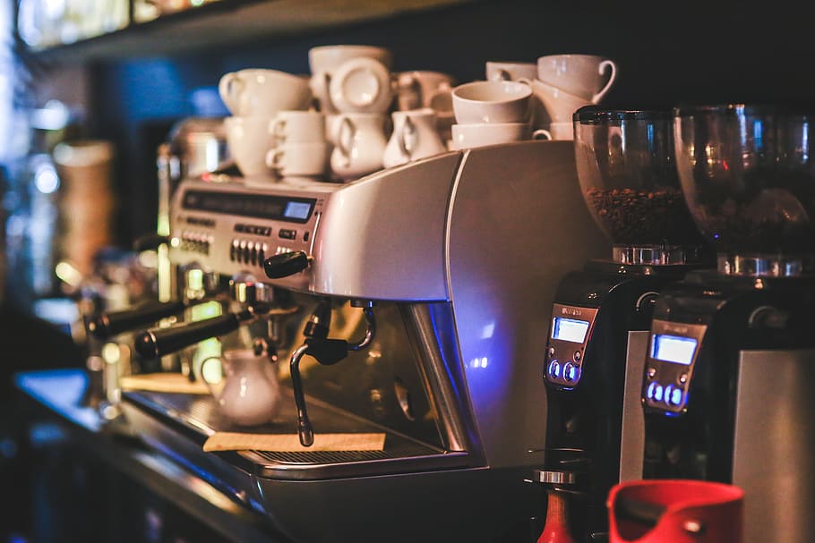 white espresso maker, coffee, machine, express, restaurant HD wallpaper