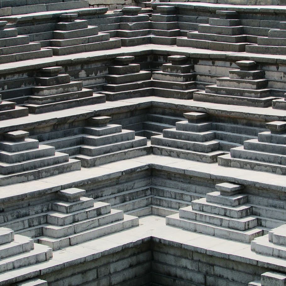 step-well, hampi, unesco heritage site, india, landmark, culture, HD wallpaper