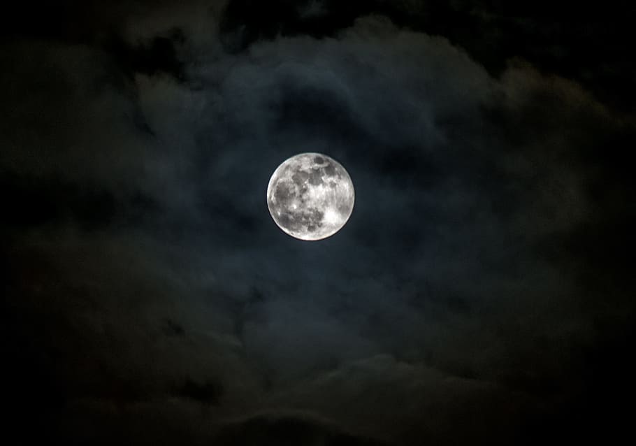moon, astronomy, lunar, full moon, darkness, sky, planet, space, HD wallpaper