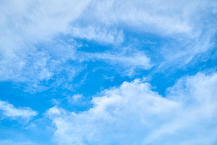 worm's eye photography of cloudy sky, blue, clouds, white, composition HD wallpaper