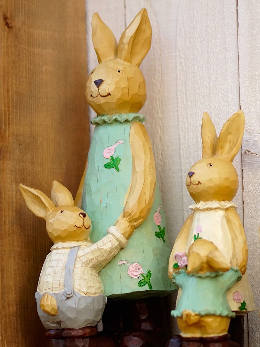 Easter Bunny, Hare, Spring, easter decoration, figures, cute HD wallpaper