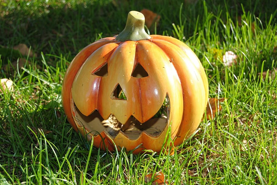 Ceramic, Pumpkins, Faces, Halloween, carved, carving, decorations HD wallpaper