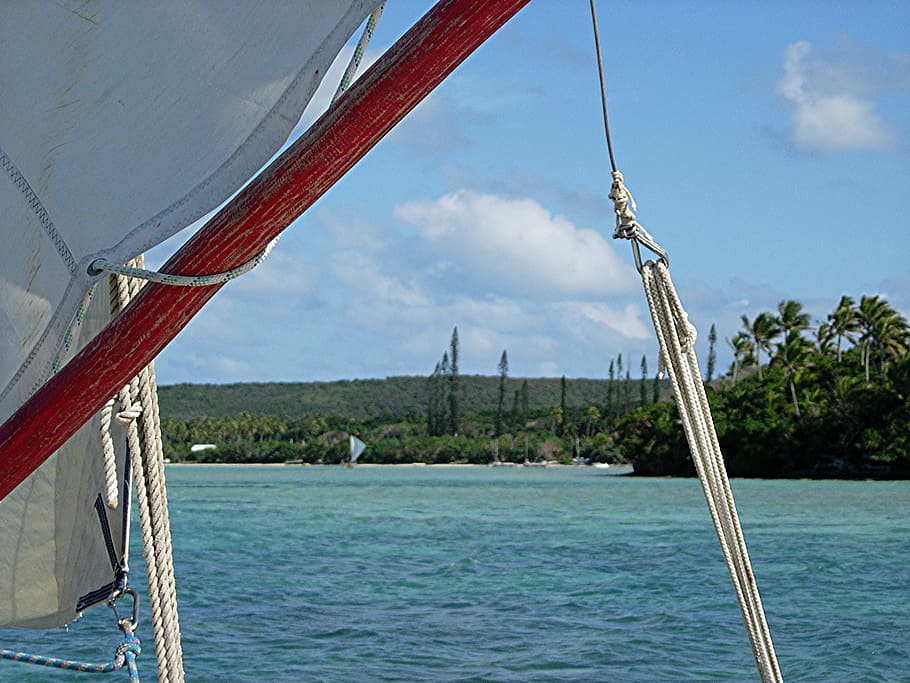 sailing, isle of pines, canoe, lagoon, new caledonia, rope, HD wallpaper