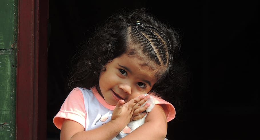 image, girl, bebe, tenderness, child, childhood, portrait, looking at camera HD wallpaper