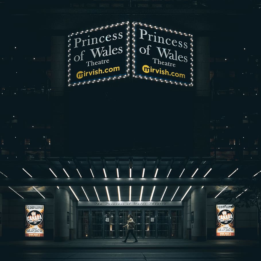 princess of wales theatre signage, broadway, entrance, city, play
