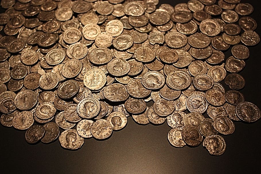 round silver-colored coin lot, Roman, Gold Coins, Antique, sesterces, HD wallpaper