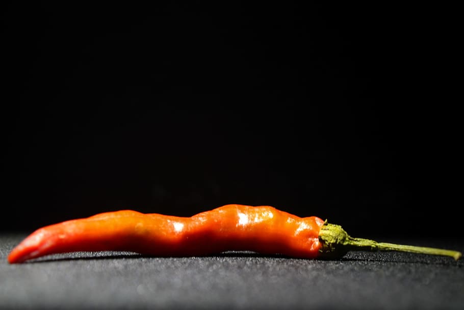 Chilli, Photograph, black, food, red, close-up, freshness, spice HD wallpaper