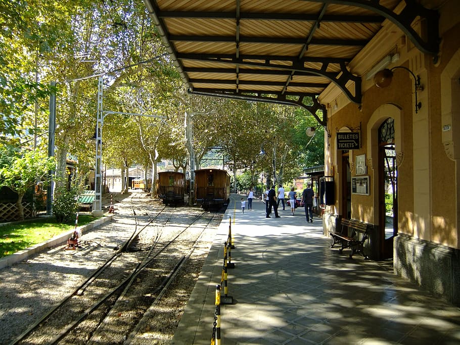 station, train, soller, mallorca, architecture, street, built structure HD wallpaper