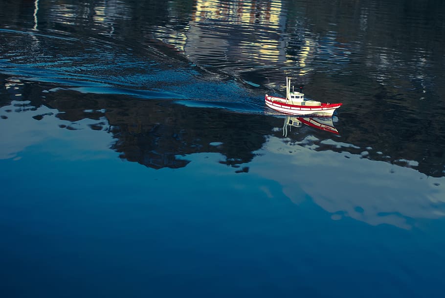 boat, model, water, reflection, waterfront, nautical vessel HD wallpaper