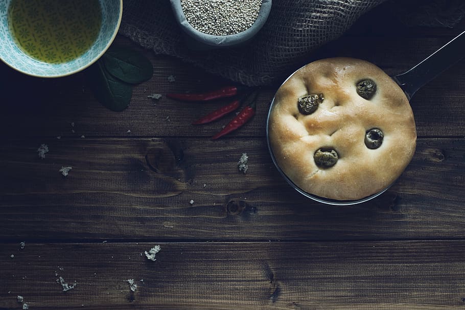 focaccia, flat bread, cake, pone, flour, wheat, olive, italian HD wallpaper