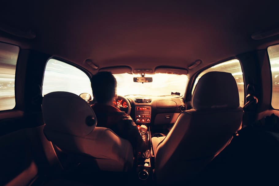 man riding vehicle, car, driver, driving, interior, auto, transport HD wallpaper