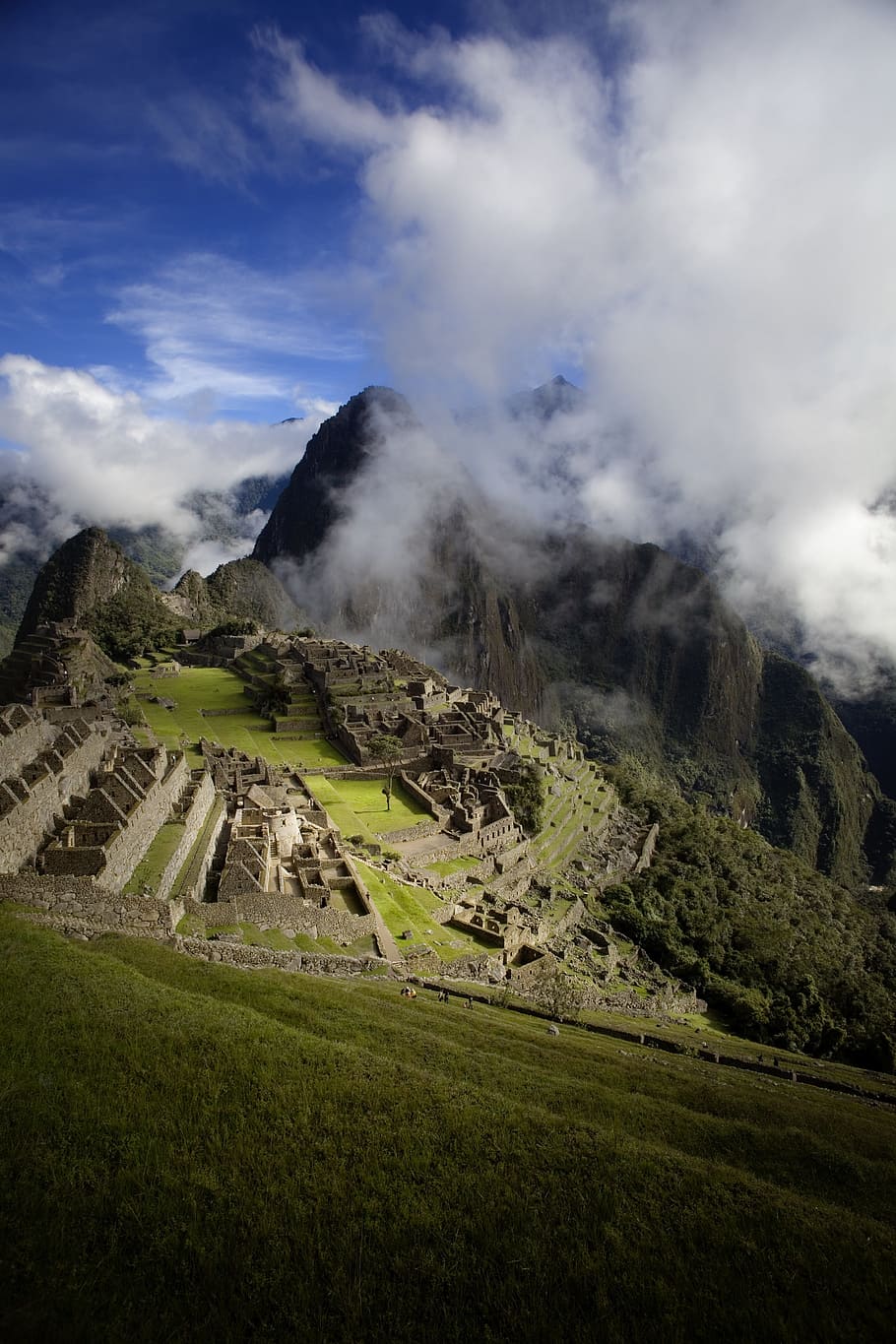 ancient, clouds, historical site, landscape, mountain, peru HD wallpaper