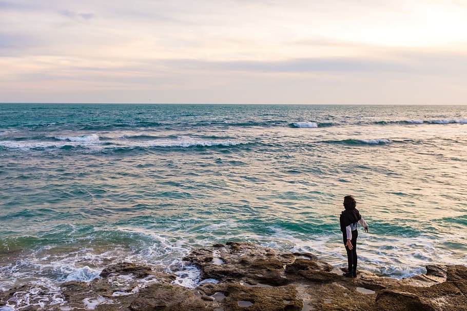 beach, rocks, shore, coast, ocean, sea, waves, horizon, water HD wallpaper