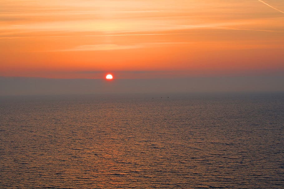 sunset, baltic sea, scharbeutz, water, coast, twilight, evening sun, HD wallpaper
