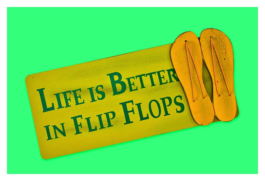 flip flops, shield, postcard, live, better, shoes, funny, greeting card HD wallpaper