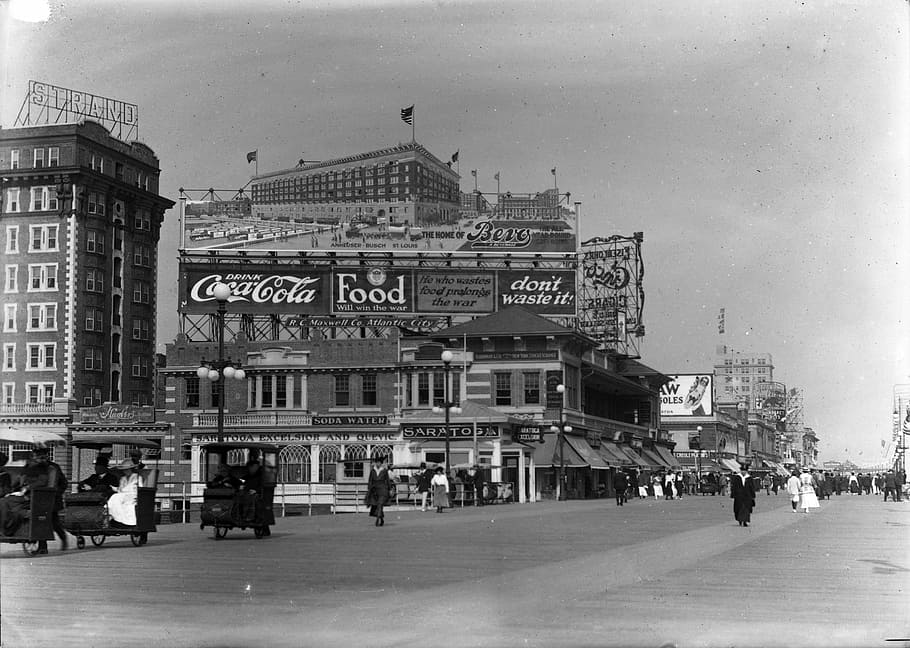 Boardwalk in 1917 in Atlantic City, New Jersey, photos, public domain, HD wallpaper