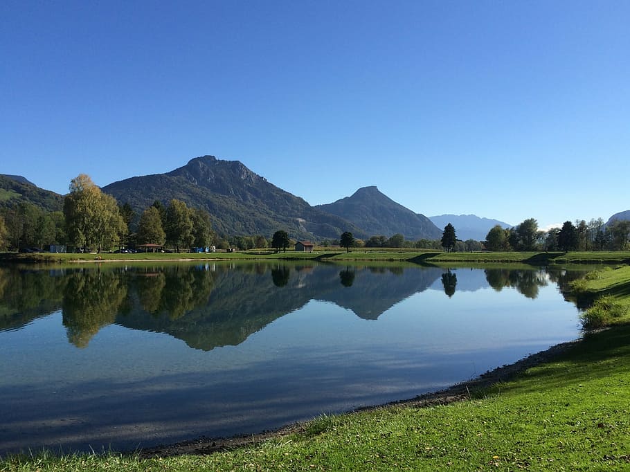 water, mountains, shadow, reflect, bavaria, landscape, lake HD wallpaper