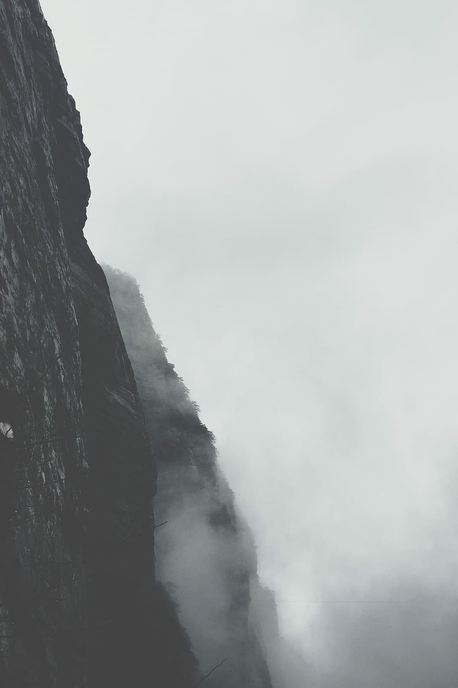 grayscale photo of cliff, nature, mountain, scenics, rock - Object HD wallpaper