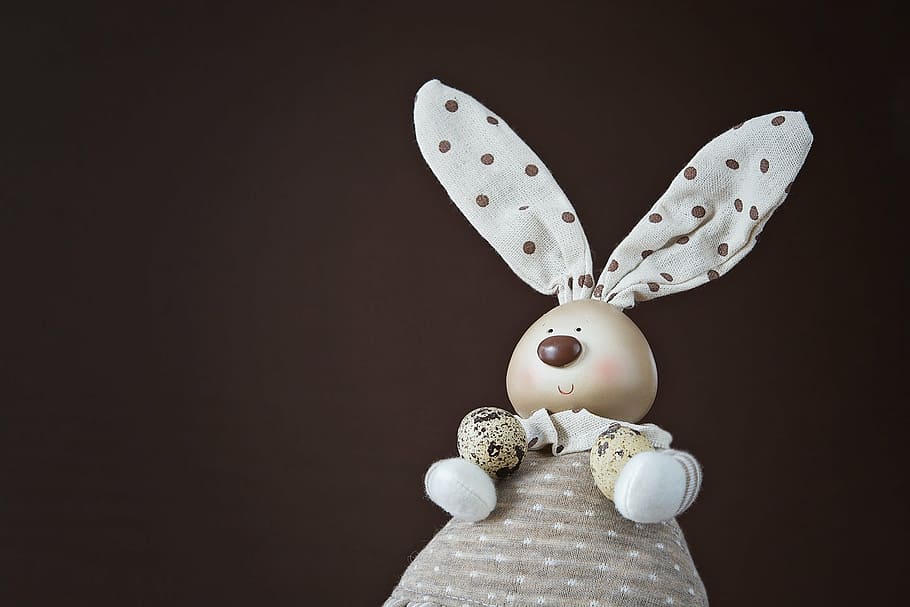deco-hase, easter bunny, quail eggs, decoration, brown, close HD wallpaper