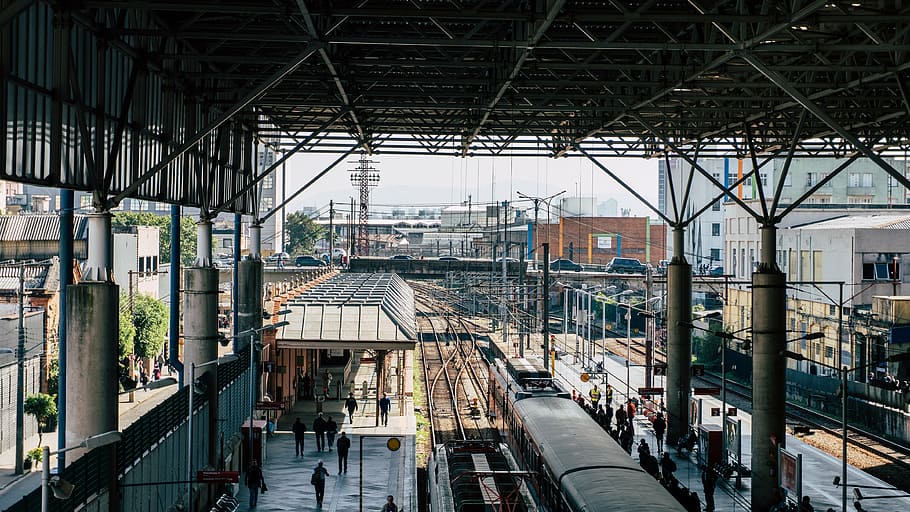 high-angle photo of a non-crowded train station, architecture HD wallpaper