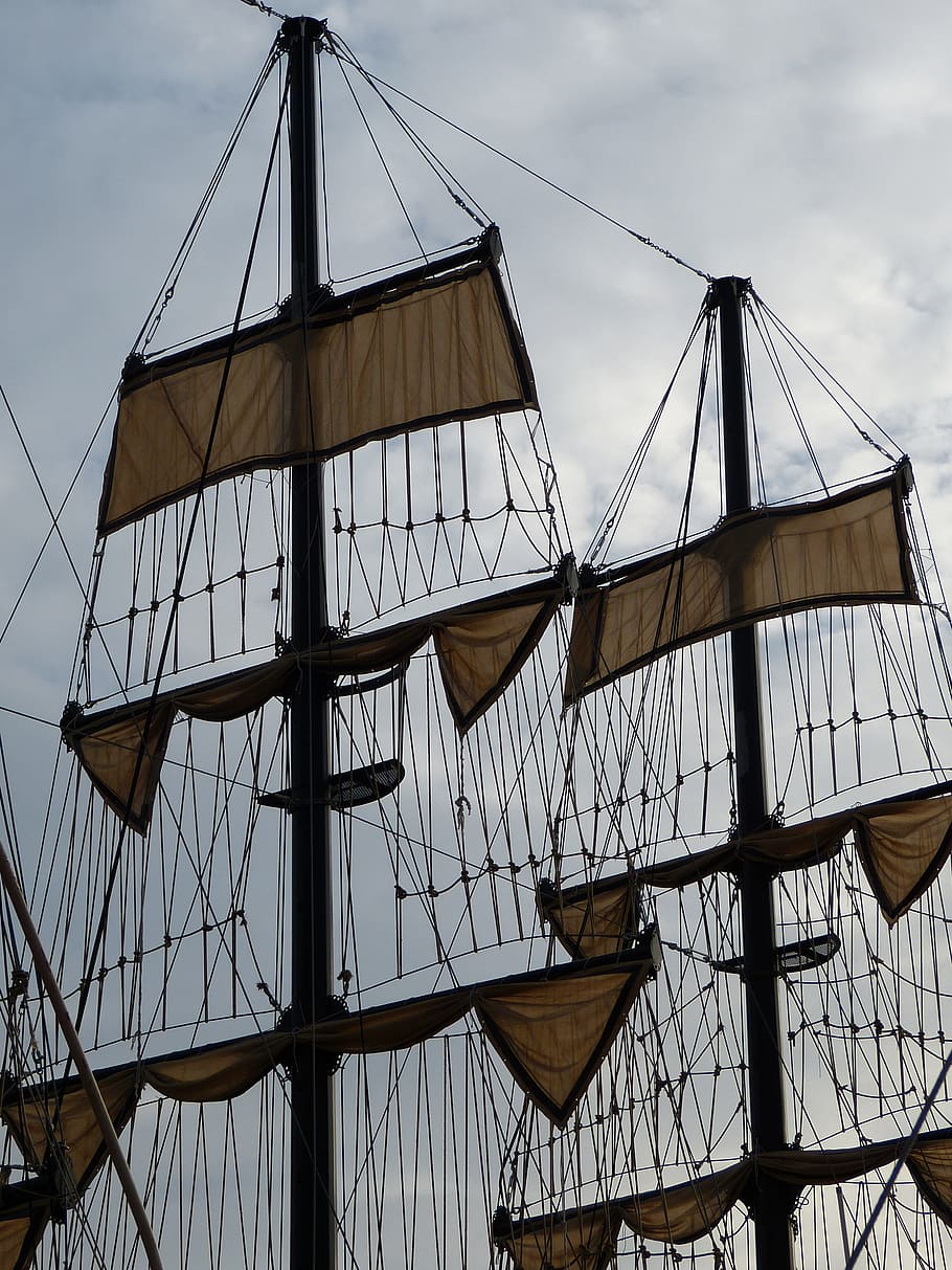 sail, mast, dew, canvas, sailing vessel, sailing boat, ship HD wallpaper