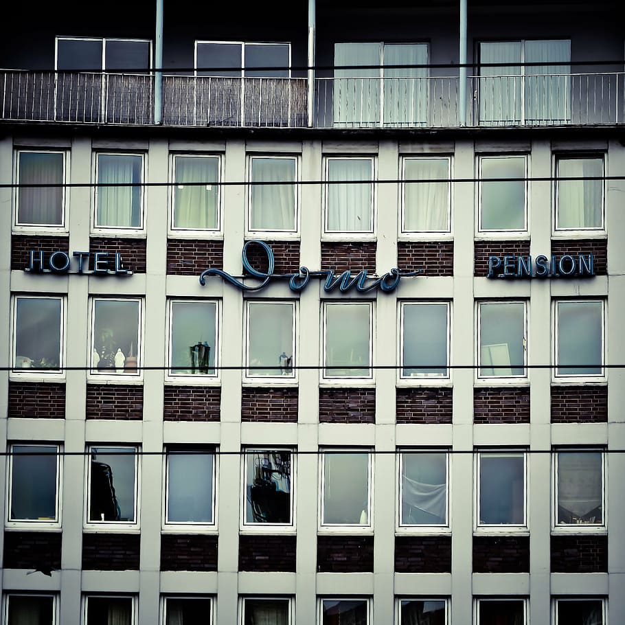 architecture, hotel, facade, building, derelict hotel, old HD wallpaper