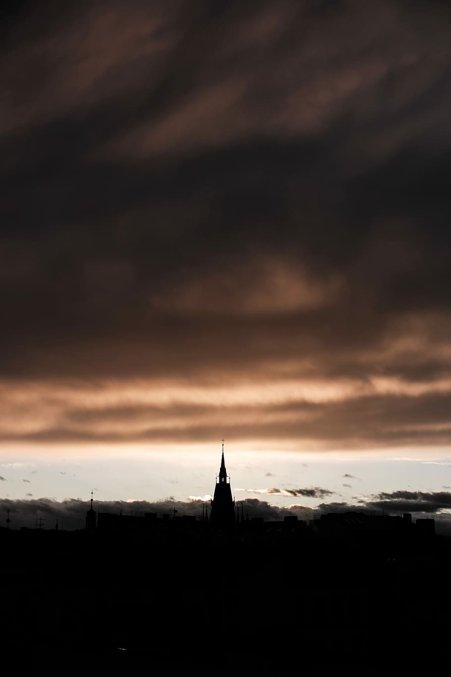 After the storm in the city, untitled, black, dark, cloud, building HD wallpaper