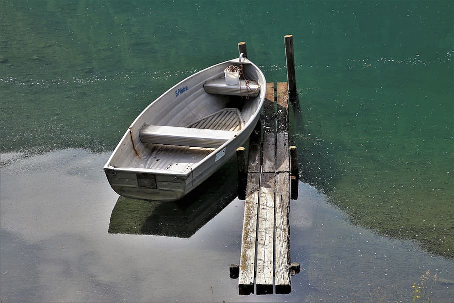 gray boat on body of water at daytime, haven, lake, nature, rest, HD wallpaper
