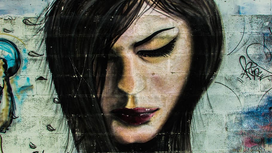 woman portrait wall graffiti, cyprus, larnaca, paint, urban HD wallpaper