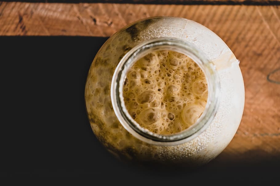 jar filled with brown liquid, bread, food, bake, bakery, wheat HD wallpaper