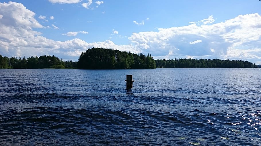 lake, beach, trees, water, finnish, nature photo, blue, lake in finland HD wallpaper