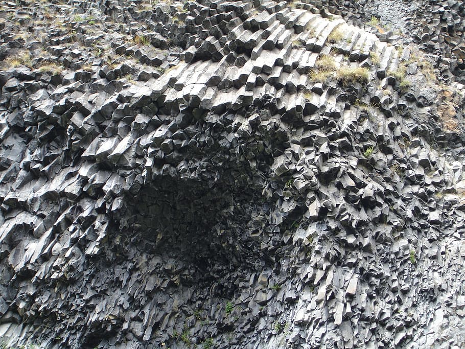 cascade du ray pic, basalt, columnar basalt, basalt prisms HD wallpaper