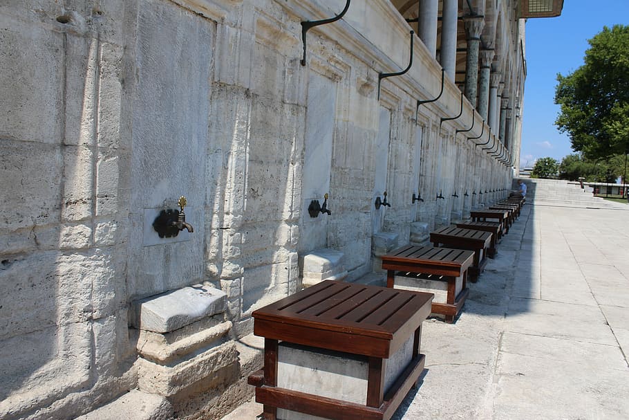 fountain, cami, architecture, wall, benches, built structure HD wallpaper