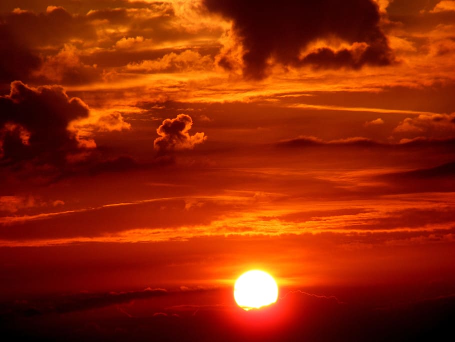 Sunset, Sun, Cloud, Twilight, sky, red, cloud - sky, dramatic sky HD wallpaper