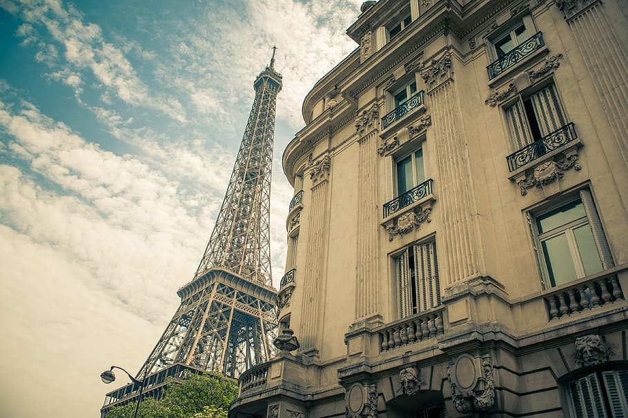 sky, eiffel tower, france, landmark, architecture, building, building exterior HD wallpaper