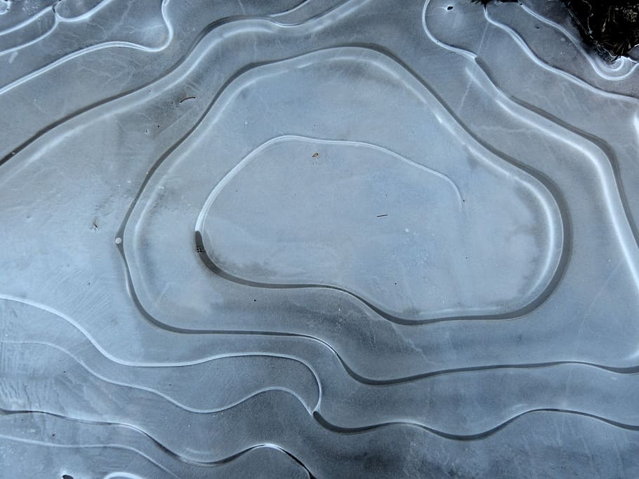 ice, puddle, spiral, lines, ice cover, frozen, winter, cold HD wallpaper