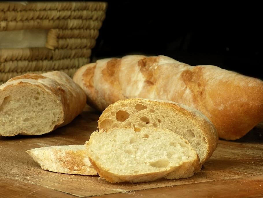 baked breads on brown surface, baguette, milk bread, baguete HD wallpaper